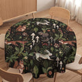Cartoon Woodland Tablecloth, Watercolor Rustic Forest Wild Animals Bunny Rabbit Squirrel Mushroom Plants Print Table Cloth for Indoor Outdoor Dining Table Party Picnic Decor, 60x60in