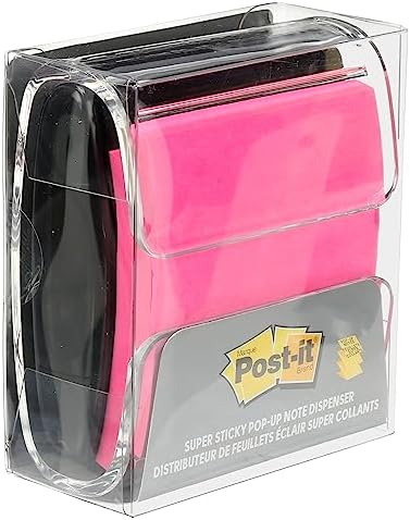 Post-It Pop-up Notes Dispenser, 3x3 in, Black Base Clear Top, Pack Includes a 45-Sheet Pad (WD-330-BK) (Pack of 6)