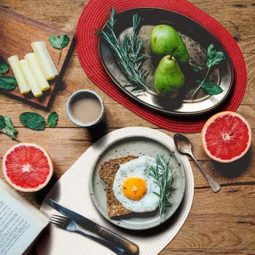 AHHFSMEI Placemats Set of 6 for Dining Table Washable Woven Non-Slip 18x12 inches Placemat Heat-Resistant Durable Table Mats for Dining Table Easy to Clean (Oval red, 6)