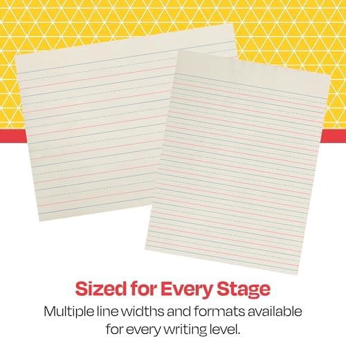 School Smart Zaner-Bloser Writing Paper, Handwriting Practice Lined Paper, Grade K Learning, 1-1/8 Inch Rule, 10-1/2 x 8 Inches, 500 Sheets