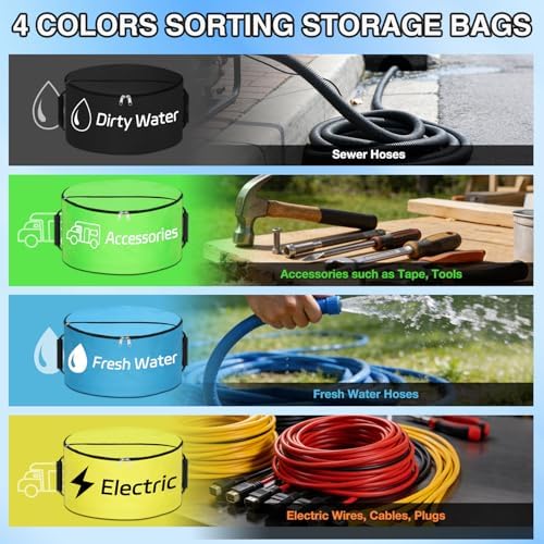 Nilight 4 Pack RV Hose Storage Bag, Waterproof Utility Organizer