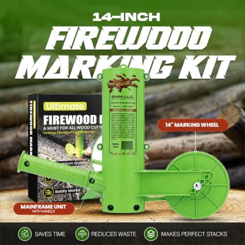 THE MINGO Ultimate Firewood Measuring Tool - Chainsaw Fire wood Marking Tool With Marking 14" Wheel - Log Paint Marker -Measuring Accessory For Chainsaw - Logging Accessory