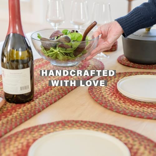 Homespice Cider Barn Braided Placemats for Rustic Decor, Round 15" Set of 2