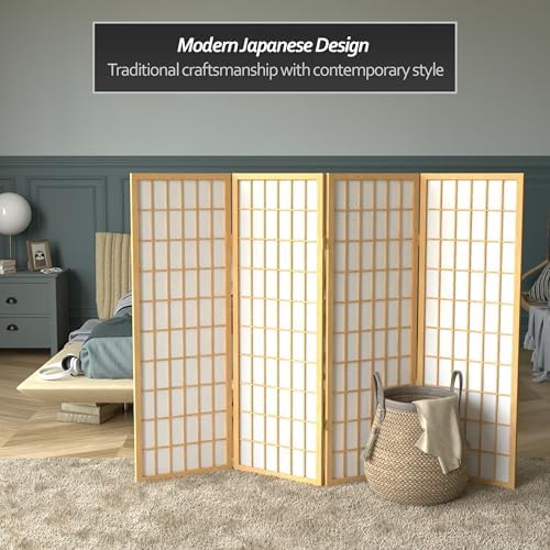 4 ft. Short Window Pane Shoji Screen - Natural - 4 Panels