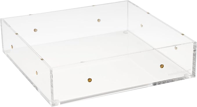 Russell+Hazel Large Acrylic Desk Drawer Organizer, Clear, 6"x6" | Keeps notepads & supplies neat on a desk or in a drawer. Clear acrylic with polished edges, a gold magnet & non-slip feet.