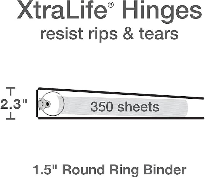 Cardinal 3 Ring Binders, Binders for School and Office, Durable 1.5 Inch, Round Rings, Holds 350 Sheets, ClearVue Presentation View, Non-Stick, Assorted Pastel Colors, 8 Pack (79552)