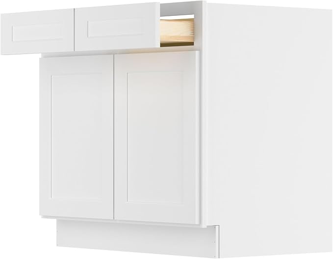 Furinno Shaker Drawer Base Kitchen Cabinet with 2-Doors, Ready to Assemble, 24 D x 36 W x 34.5 H, White