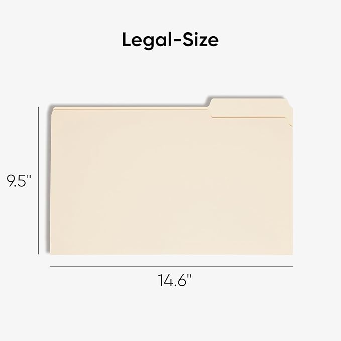 Smead File Folder,1/3-Cut Tab,Assorted Positions,Legal Size,Manila,100 per Box (15330),(Pack of 5)