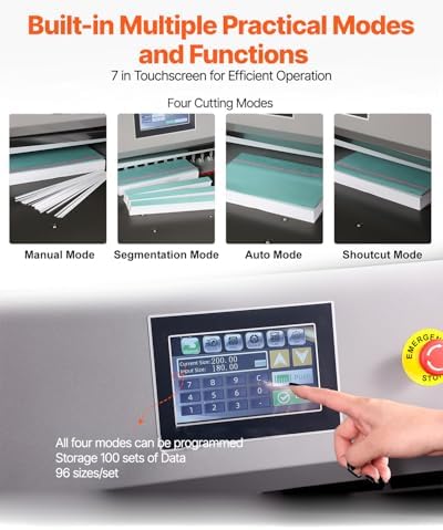 VEVOR Electric Hydraulic Paper Cutter, Heavy-Duty Cutting Machine with 26 in (660.4 mm) Cutting Width, 3.14 in (80 mm) Cutting Thickness, Electric Paper Trimmer with 7 in Touchscreen Numerical Control