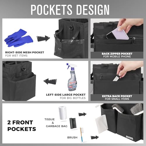 SCAVATA Compact Wearable Cleaning Caddy with Handle & Shoulder Straps
