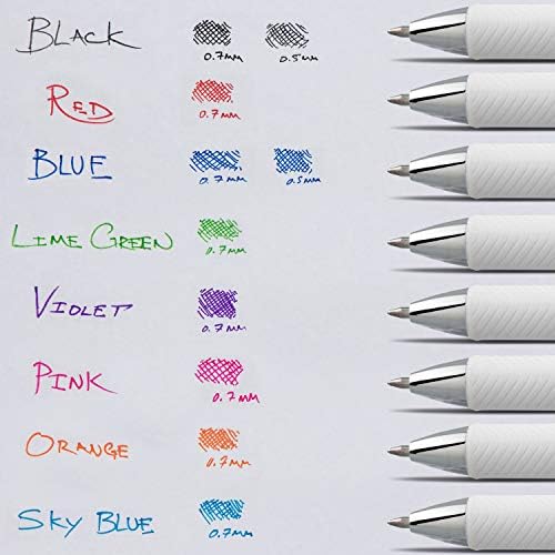 Pentel EnerGel Pearl Retractable Liquid Gel Pen, 0.7mm Black/Blue/Violet Ink, 12 Pack (BL77W12C)