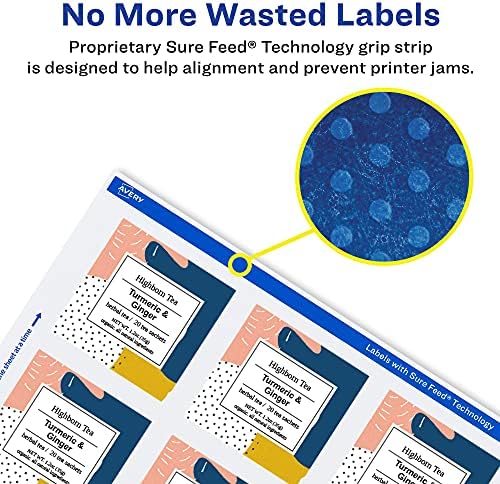 Avery® Matte White Square Labels, Sure Feed® Technology, 2" x 2", 300 Matte White Printable Labels