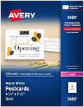 Avery Printable Postcards, 4.25" x 5.5", White, 200 Blank Postcards for Laser Printers (5689)