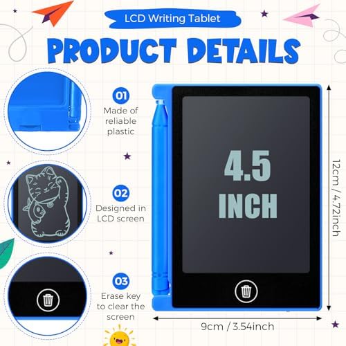 Nezyo 16 Pack 4.5 Inch Mini LCD Writing Tablet for Kids,Blue