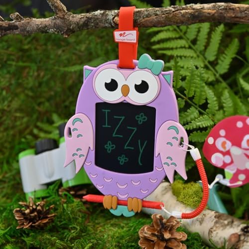 Boogie Board Sketch Pals Owl 4” LCD Writing Tablet for Kids – Reusable Mess-Free Drawing Pad with Tethered Stylus – Clip-On Travel Doodle Board Toy – Ages 3+