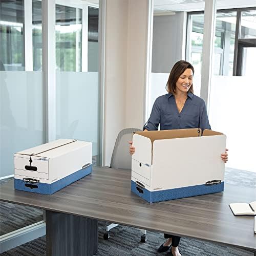 Bankers Box 12-Pack String & Button Heavy-Duty File Box, Letter, FastFold