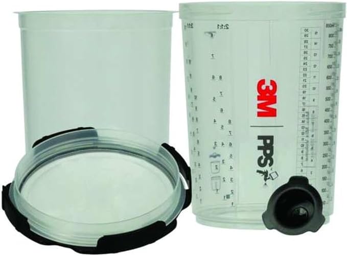 3M PPS 2.0 Spray Gun Cup, Lids and Liners Kit, 26024, 28 oz, Large | 200-Micron Filter, 1 Paint Cup, 50 Disposable Lids and Liners, 32 Sealing Plugs, Use w/ Paint Gun for Cars, Furniture, Home