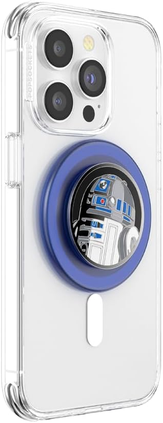 PopSockets Phone Grip for MagSafe, Magnetic Holder- Enamel R2D2 | Removable, For Kindle / Android / iPhone, With Magnet, Star Wars, Grogu, Men, Boys