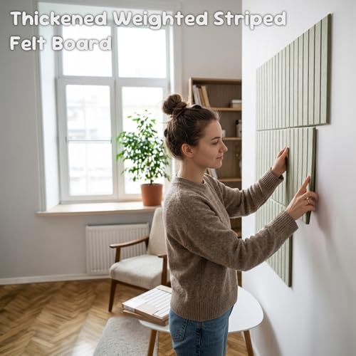 Large Felt Bulletin Board with Self-Adhesive | 12 Pack 48"x36" Cork Board Alternative | Notice Boards with 35 Pushpins, Secure and Easy to Install, Home Office Decor Classroom Decor - Sage Green
