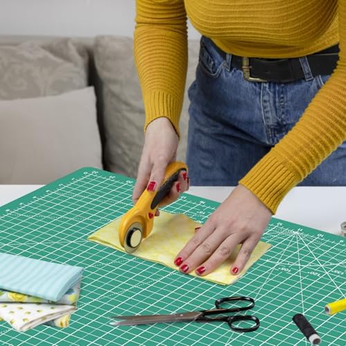 Headley Tools Thickened 18 x 24 Inch Self Healing Sewing Cutting Mat, A2 Rotary Cutting Sewing Mat for Crafts, Double Sided 5-Ply Table Cutting Board for Fabric Quilting Leather Hobby, (Green)