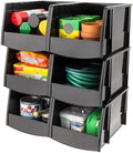 IRIS USA 6-Pack, Extra Large Stackable Storage Bins, Black