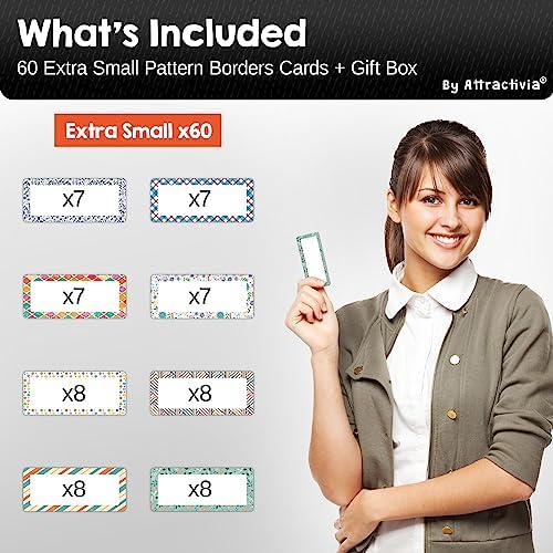Attractivia Erase Magnetic Labels 2.8 x 1.2 in, Pattern Borders, Dry Erase Magnets, 60-Pack, White Erasable Write-On All-Purpose Labels, for Office, Education, Home, Whiteboard, Magnetic Name Tags