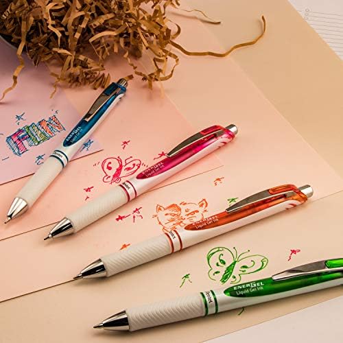 Pentel EnerGel Pearl Deluxe RTX Retractable Liquid Gel Pen, 0.7mm, Blue Accent, Blue Ink, Box of 12 (BL77PW-C)