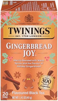 Twinings Gingerbread Joy Black Tea Individually Wrapped Bags, 20 Count (Pack of 1), Ginger & Cinnamon, Caffeinated, Enjoy Hot or Iced, 20 Teabags