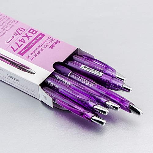 Pentel RSVP Super RT Ballpoint Pen, (0.7mm) Fine Line, Violet Ink (BX477-V)