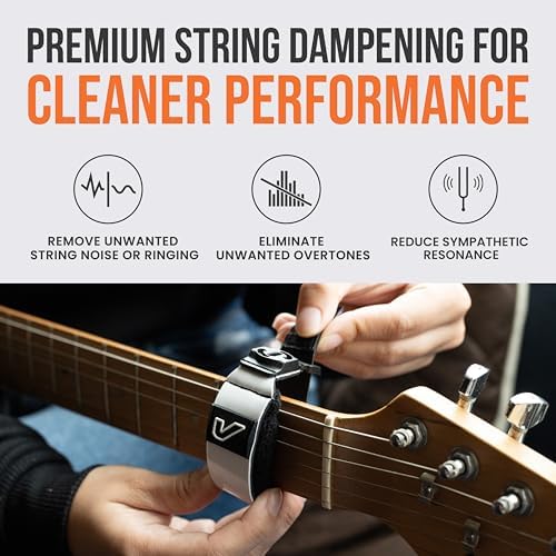 Gruv Gear Fret Wrap & Guitar Mute Pro, Fretwrap for Acoustic, Electric & Bass | String Dampener Recording, Tapping & Practice Accessory (1 Pack, Large White, Fits 6 String Bass, 8 String Guitar)