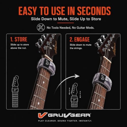 Gruv Gear Fret Wrap & Guitar Mute, Fretwrap for Acoustic, Electric & Bass | String Dampener Recording, Tapping & Practice Accessory (1 Pack, Large Camo White, Fits 6 String Bass, 8 String Guitar)