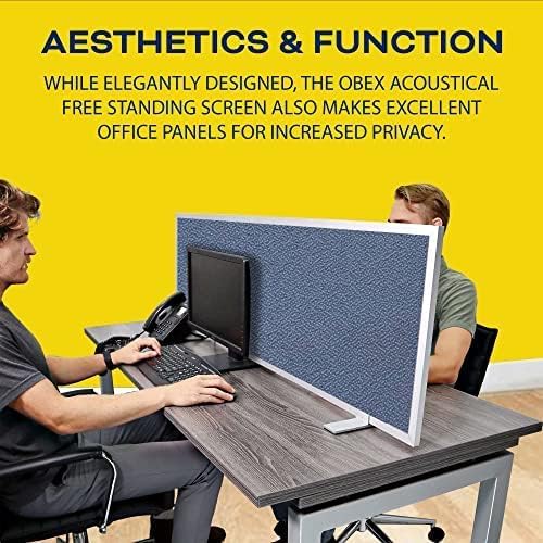 OBEX Acoustical Free Standing Privacy Screen, Cubicle Accessories Desk Privacy Panel, Desk Dividers for Office, Office Furniture Partitions Portable Sound Proof Dividers, 24" x 30", Graphite