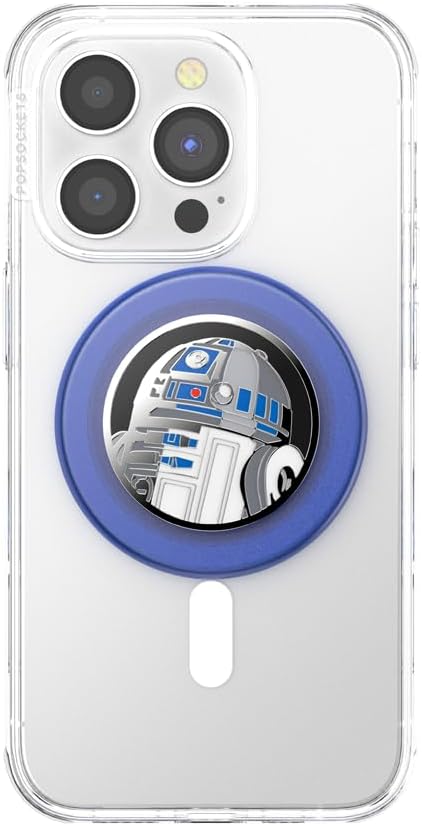 PopSockets Phone Grip for MagSafe, Magnetic Holder- Enamel R2D2 | Removable, For Kindle / Android / iPhone, With Magnet, Star Wars, Grogu, Men, Boys