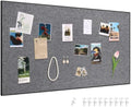 SELEAD Linen Bulletin Board 48” x 24” - Black Aluminum Frame, Grey Fabric