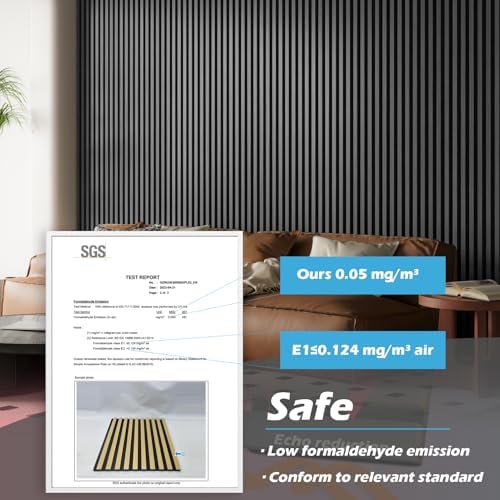 Art3d 3D Fluted Soundproof Wood Textured Slat Wall Panel, 4-Pack, Smoky Oak
