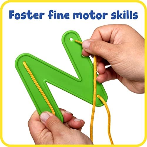 READY 2 LEARN Lacing Alphabet | Uppercase | 26 Letters | 8 Laces | Threading Toy for Kids | Fine Motor Toy | Letter Recognition and Early Spelling
