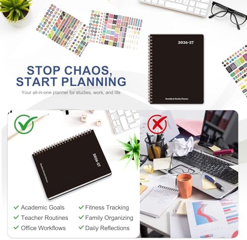 Planner 2026-2027, Weekly and Monthly Calendar Planner, JUL 2026 - JUN 2027