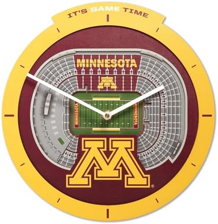 YouTheFan NCAA Minnesota Golden Gophers StadiumView 3D Wall Clock