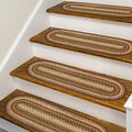 Homespice Gingerbread Jute Braided Stair Treads, Oval 8x28 Set of 13