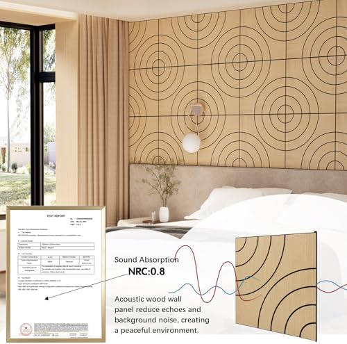 4 Packs Acoustic Wall Panels - Self-Adhesive 3D Wood Slat Wall Panel- Peel and Stick Sound Absorbing Panels for Noise Reducing - Feature Wall Decor for Home & Office