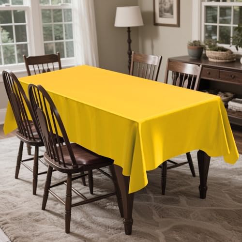 CXPSINC 54 Inch X 100 Feet Plastic Table Cover Roll Disposable Tablecloth with Slide Cutter for All Type/Shape Tables | Party, Banquet, Birthdays, Weddings(Yellow, 100 Feet)