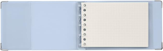 Maruman YOUANCE 5-Ring Binder, Holds 60 Sheets, Mini 3.8"x6", Blue Gray | Durable Vinyl Cover, Storage Pocket, Includes 5 Colored 3mm Graph Paper Sheets & Clear Sheet Protector, Made in Japan