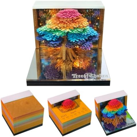 3D Calendar 2027 Tree of Chakra Tear Away Memo Pad Desk Art