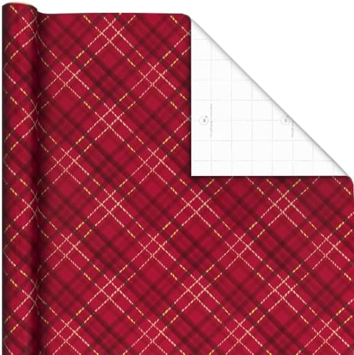 Hallmark Traditional Christmas Wrapping Paper, 2 Rolls (Jolly Santa, Plaid)