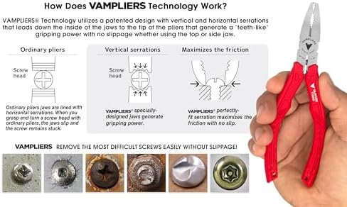 VAMPLIERS 6.25" Stripped Screw Extractor Combination Pliers