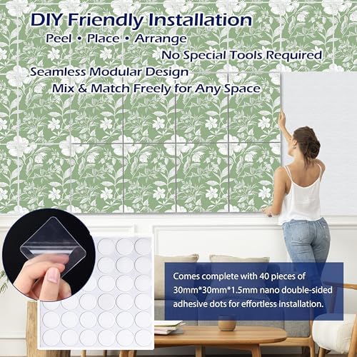 PINWELIFE® Acoustic Art Tiles – 8-Pack 12"x16" Sound Absorbing Panels, Seamless Wallpaper-Style Decorative Acoustic Wall Art, Echo Reduction for Home Studio/Office, Nano Tape Included