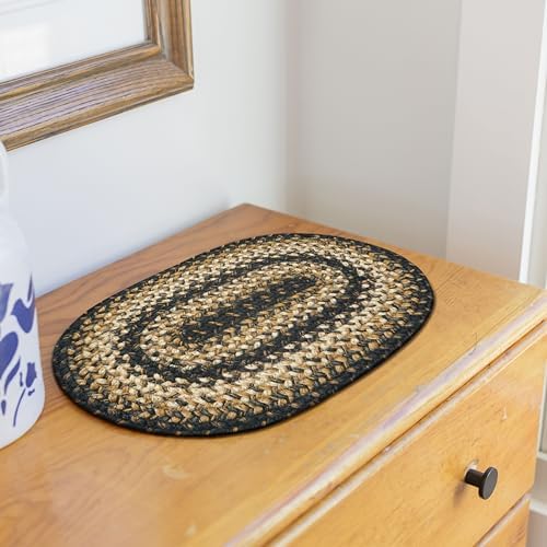 Homespice Kilimanjaro Jute Braided Table Mats, Oval 10x15 Set of 4