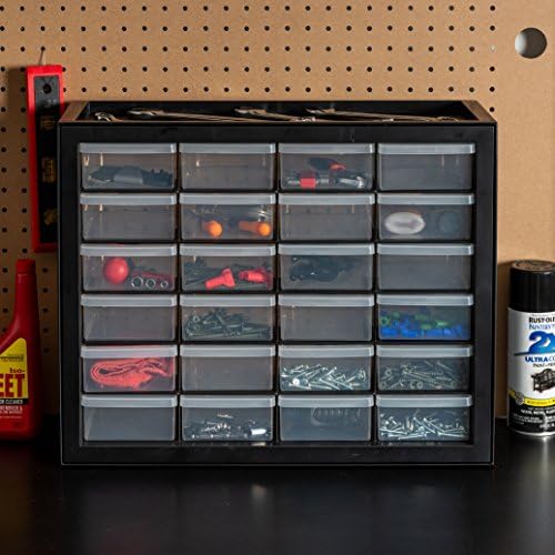 IRIS USA 24-Drawer Plastic Storage Cabinet, Teacher Toolbox, Garage, Black