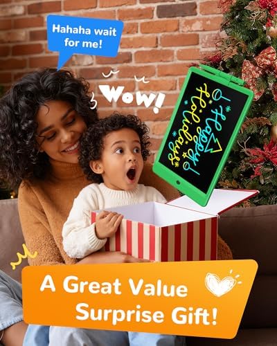 KOKODI LCD Writing Tablet, 10 Inch Colorful Toddler Doodle Board Drawing Tablet, Erasable Reusable Electronic Drawing Pads, Educational and Learning Toy for 3-6 Years Old Boy and Girls(Green)