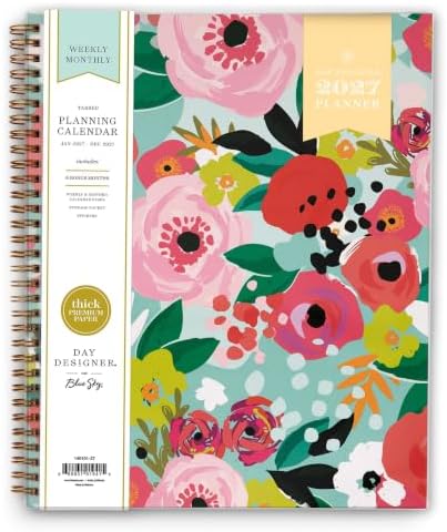 Blue Sky 2027 Weekly & Monthly Planner, 8.5"x11", Secret Garden Mint
